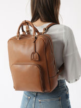 A4 Size Tradition Backpack Leather Etrier Beige tradition ETRA037B-vue-porte