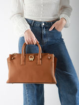 Satchel M Equestre Leather Etrier Beige equestre EEQT142M-vue-porte