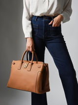 Handbag L Equestre Leather Etrier Brown equestre EEQT142L-vue-porte