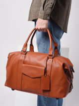 Cabin Duffle Bag Flandres In Leather Etrier Brown flandres EFLA991S-vue-porte