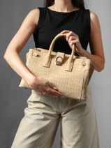 Satchel M Equestre Croco Leather Etrier Beige equestre croco EEQC142M-vue-porte
