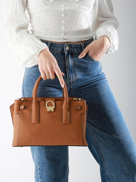 Satchel S Equestre Leather Etrier Brown equestre EEQT142S other view 1