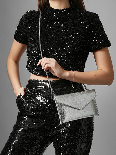 Medium Leather Paddock Clutch Bag Etrier Silver paddock TLOS1670 other view 2